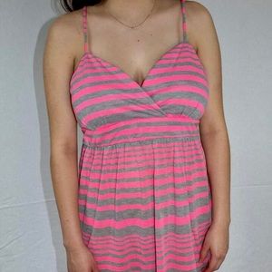 no boundaries Pink & Grey Striped Dress
